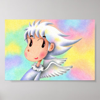 Angel with white hair. poster