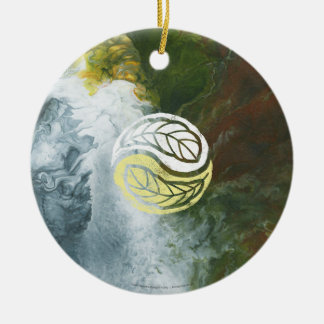 Angel with Yin Yang Feathers Ceramic Ornament