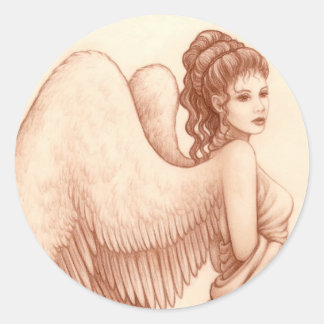 Angel Woman Classic Round Sticker