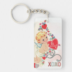 Angel xoxo red heart keychain