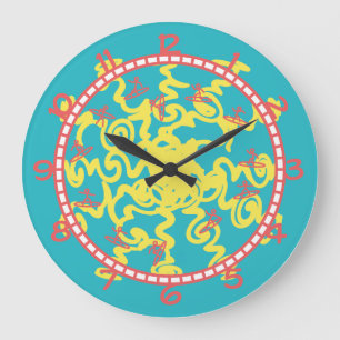 ANGELA LOVES SURFING by Masanser Pixelat Large Clock