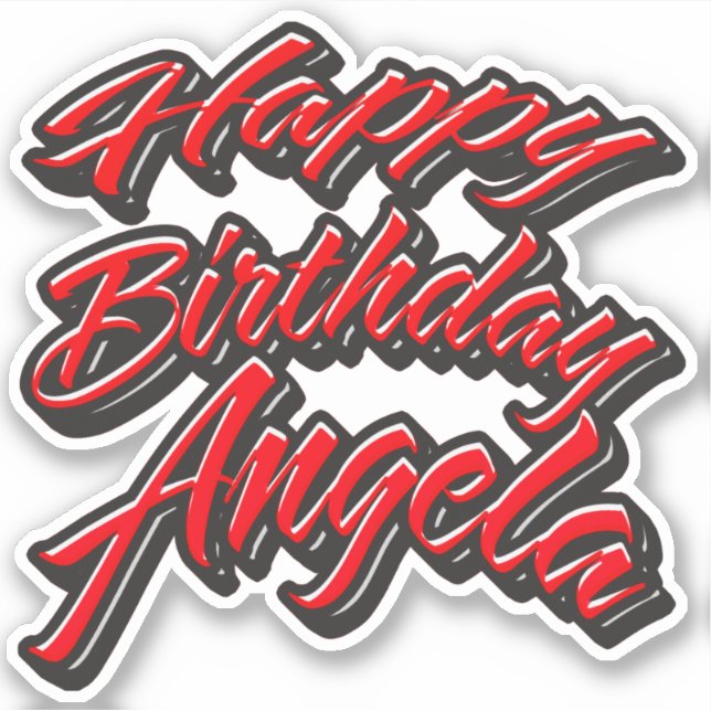 Angela Name First name red Sticker Birthday (Front)