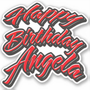 Angela Name Vorname red Sticker Geburtstag