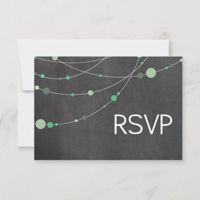 Angela Stylish Strands RSVP chalkboard mint Card (Front)