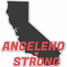 ANGELENO STRONG Red Blk CA Solid Heart