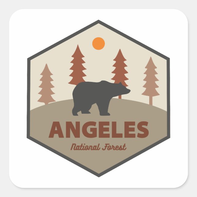 Angeles National Forest California Bear Square Sticker (Front)