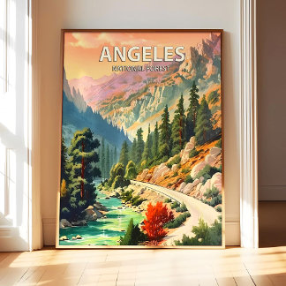 Angeles National Forest Poster Art Print, Retro 