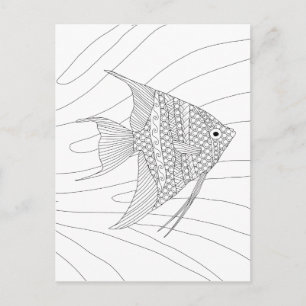 Angelfish Adult Colouring Postcard