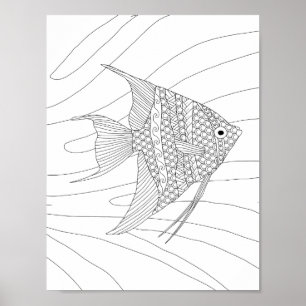 Angelfish Adult Colouring Poster