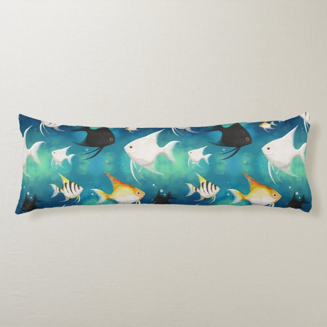 Angelfish Aquarium Pattern Body Pillow (Front)