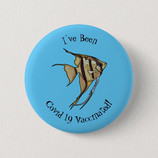 Angelfish cartoon illustration 2 inch round button (Front)