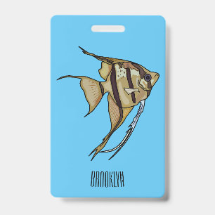 Angelfish cartoon illustration badge