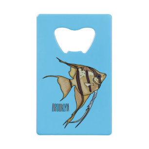 Angelfish cartoon illustration credit card bottle opener