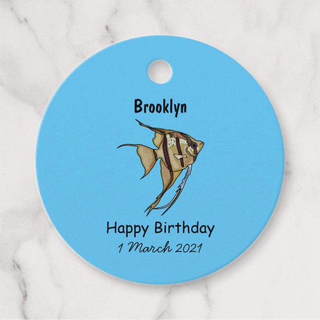 Angelfish cartoon illustration favour tags (Front)