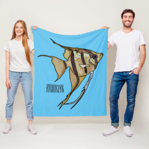 Angelfish cartoon illustration fleece blanket
