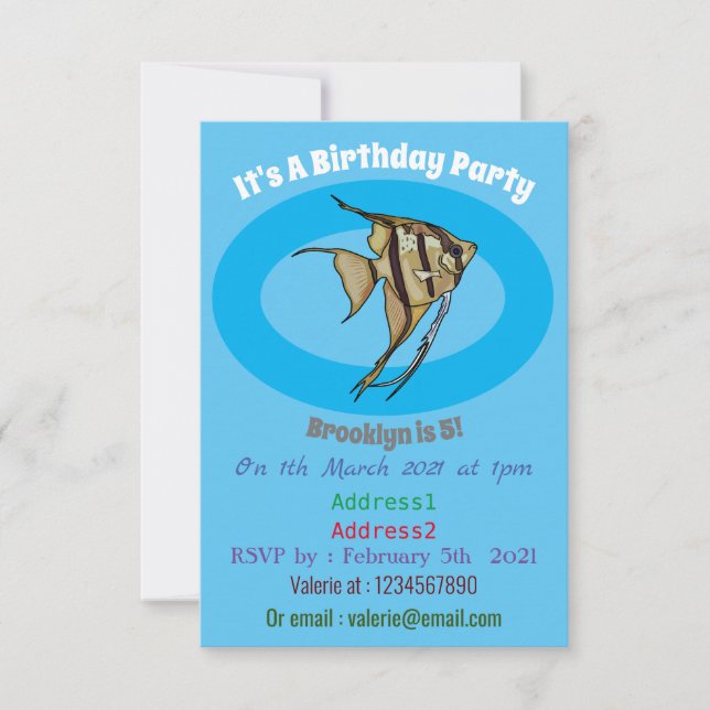 Angelfish cartoon illustration invitation (Front)