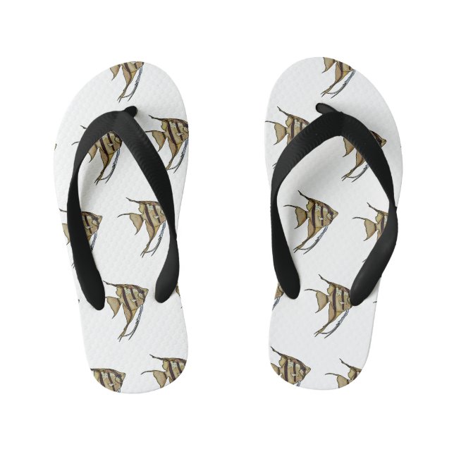 Angelfish cartoon illustration kid's flip flops (Footbed)