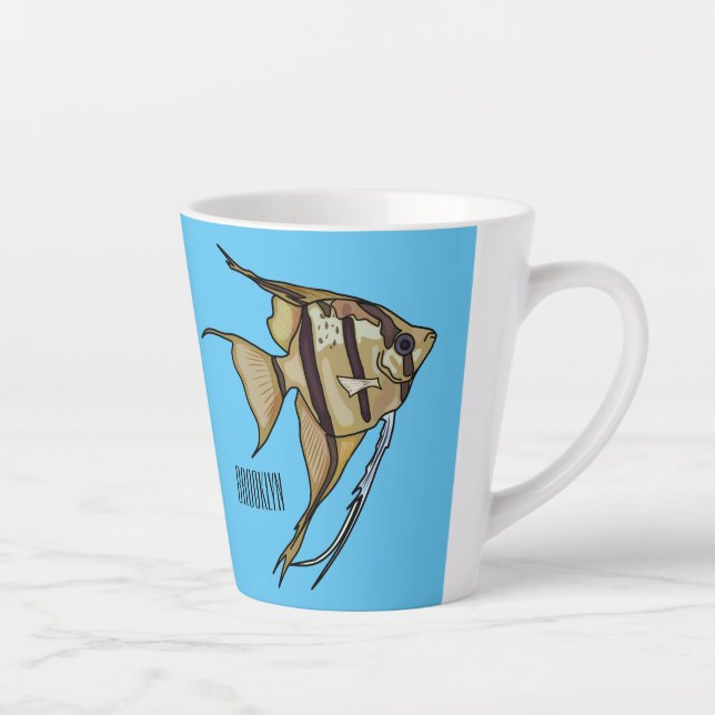 Angelfish cartoon illustration latte mug (Right)