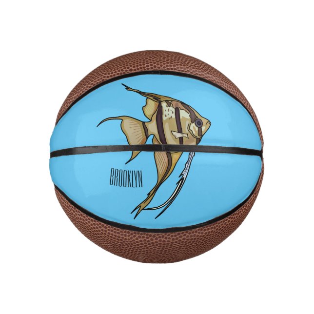 Angelfish cartoon illustration mini basketball (Front)