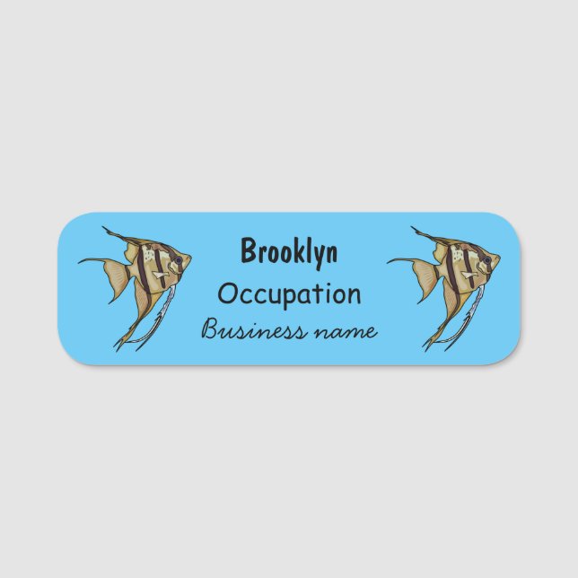 Angelfish cartoon illustration name tag (Front)