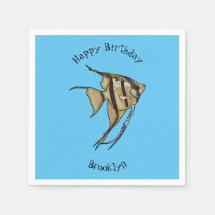 Angelfish cartoon illustration napkin