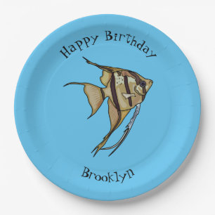 Angelfish cartoon illustration paper plate