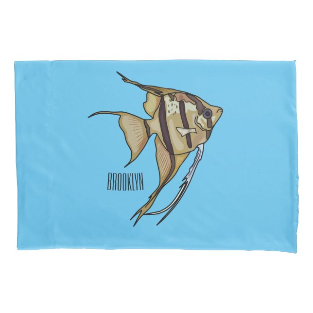 Angelfish cartoon illustration pillowcase (Front)