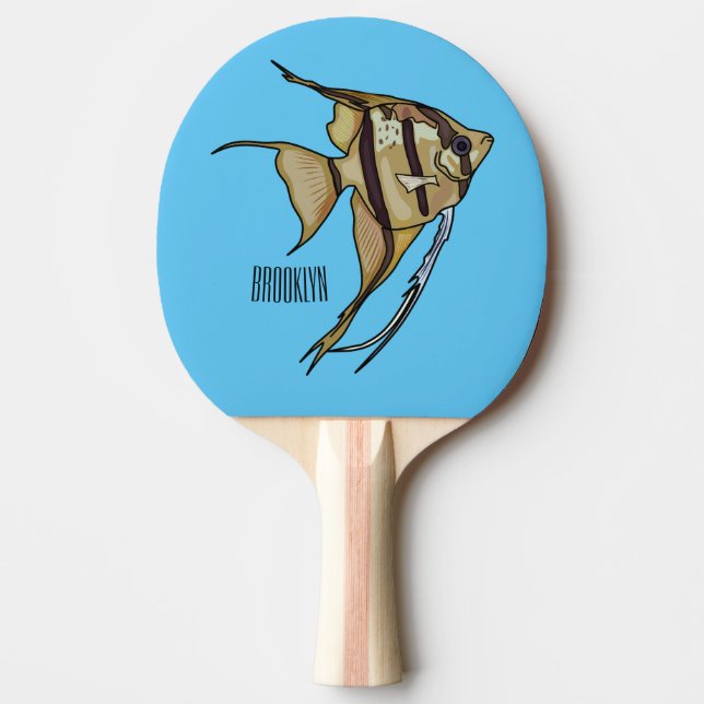Angelfish cartoon illustration ping pong paddle (Front)