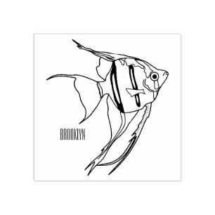 Angelfish cartoon illustration rubber stamp