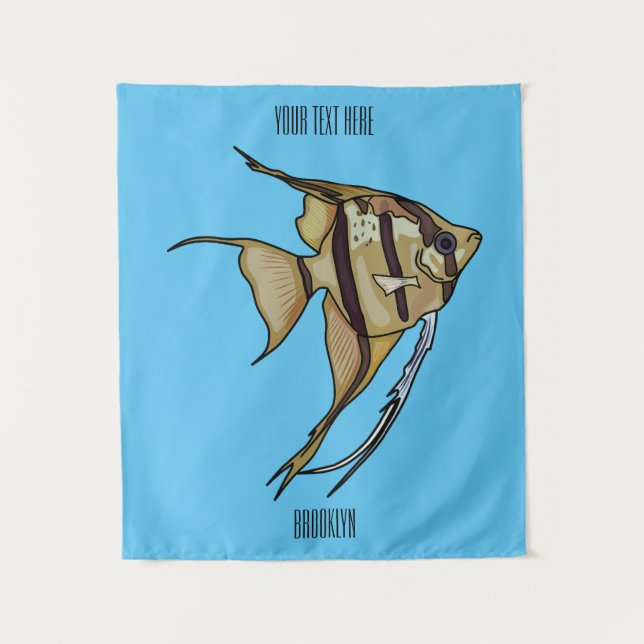 Angelfish cartoon illustration tapestry (Front)