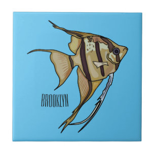 Angelfish cartoon illustration tile