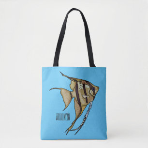 Angelfish cartoon illustration tote bag