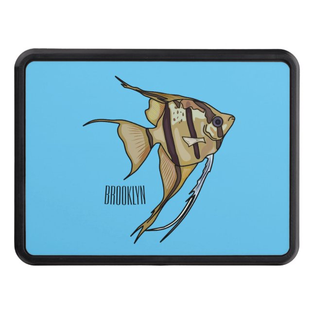 Angelfish cartoon illustration trailer hitch cover (Front)