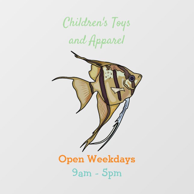 Angelfish cartoon illustration window cling (Sheet)