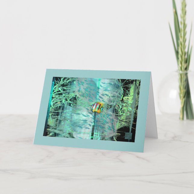 Angelfish fine art fish collage greeting card (Front)