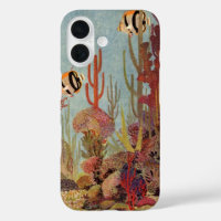 Angelfish in Coral, Vintage Tropical Fish in Ocean