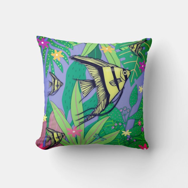 Angelfish Print #3 Throw Pillow (Front)