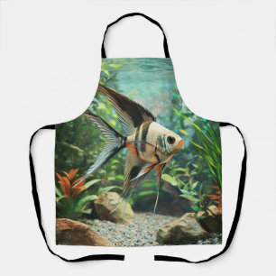 Angelfish swimming in freshwater aquarium apron