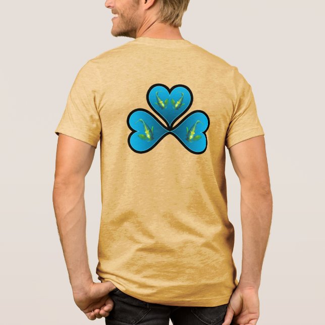 Angelfish Twins - 3 Black-bordered Blue Hearts |  Tri-Blend Shirt (Back)