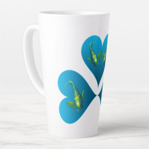 Angelfish Twins - Three Blue Heart Illustration Latte Mug