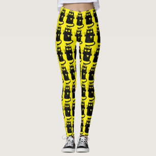 Angelic black cat cartoon leggings