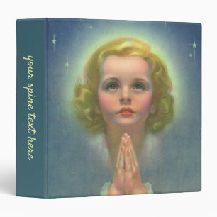 Angelic Blonde Girl with Halo and Stars Praying Binder
