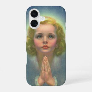 Angelic Blonde Girl with Halo and Stars Praying iPhone 16 Case