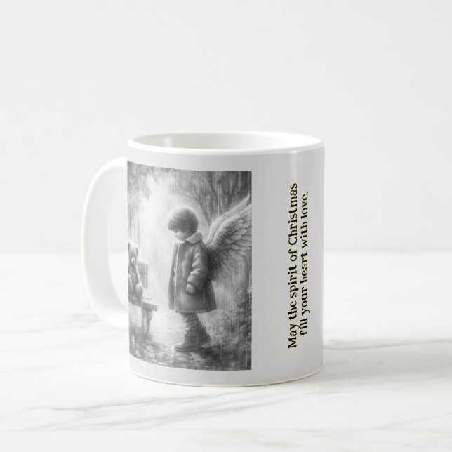 Angelic boy with Teddy Bear Coffee Mug (Front Left)