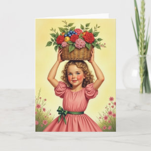 Angelic Child Floral Basket Card