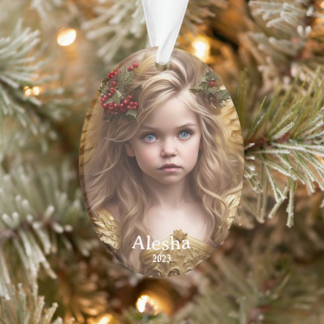 Angelic Christmas Moments: Personalized Girls' Ornament (Tree)