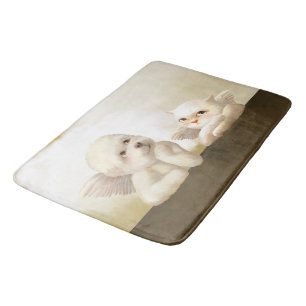 Angelic Dog and Cat on Cloud Bath Mat