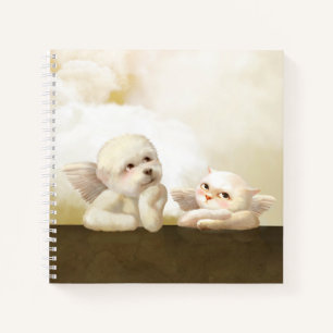 Angelic Dog and Cat on Cloud Notebook