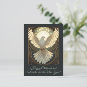 Angelic Dove Vintage Art Nouveau Vector Holiday Postcard