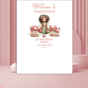 Angelic Fairy Pink Flowers Birthday Tapestry